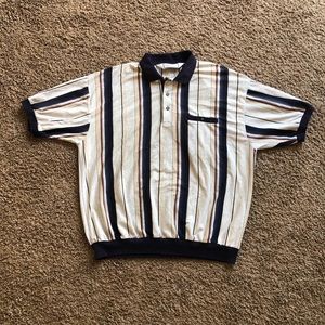 Classic Striped Polo Tee - Sz XL